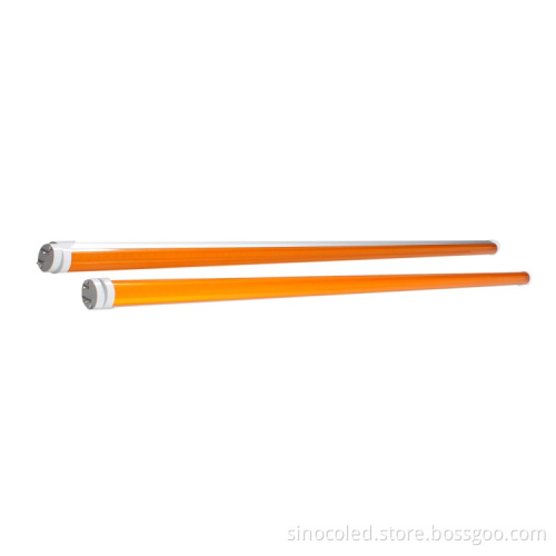 UV-Free Amber LED Tube Lights for Dark Rooms and Cleanrooms